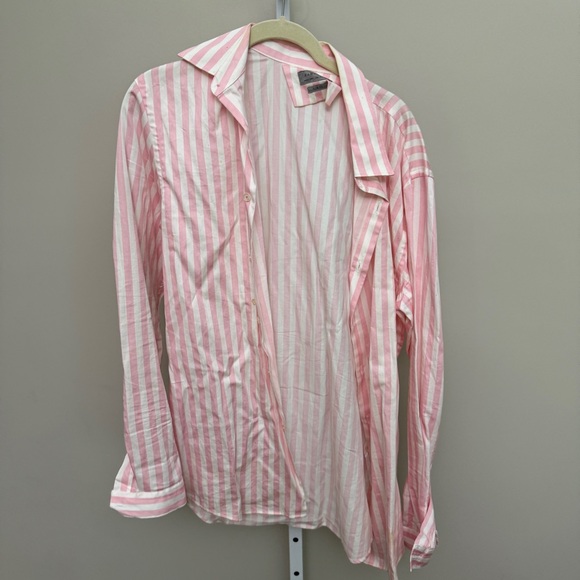 Zara Pink and White Casual Button Down slim fit Shirt size L - Picture 1 of 4